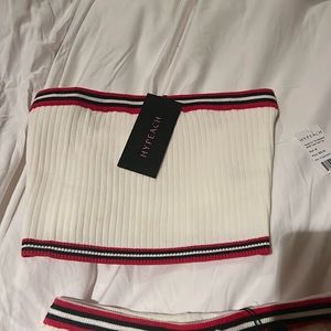 Hypeach ready for weekend white track tube top and pants